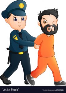 cartoon-police-officer-with-a-prisoner-vector-23660141