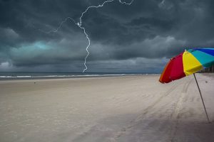 Storm approaching the beach in Jacksonville, Florida.