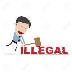 Vector illustration of cartoon businessman use hammer smash ille