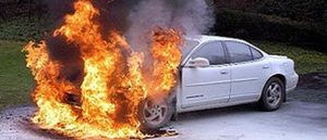 fire on car