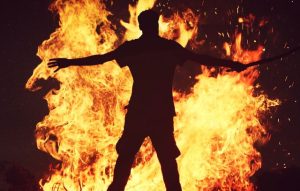 fire on man
