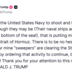 હોર્મુઝમાં માઈન્સ ગોઠવતી તમામ બોટસને જોતાંવેંત ઉડાવી દો :ટ્રમ્પ